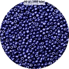 Lacivert Renk 4 mm Yaklaşık 660 Adet / 60 Gram Cam Boncuk Oya Yazma Bileklik ve Kolye