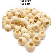 100 gr (100 Adet) Ahşap Boncuk 15 mm Çap x 10 mm Delik Doğal Yuvarlak Ahşap Makrome El Işi Çanta