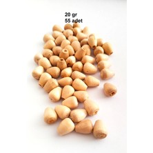 20 gr (55 Adet) Ahşap Boncuk 12 mm Boy x 10 mm En Doğal Ahşap Makrome El Işi Çanta