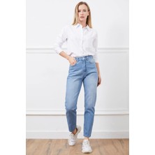 Kazax Yüksek Bel Mom Jean Pantolon