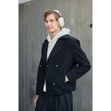 Danger Erkek Kruvaze Kaşe Mont Ceket Siyah