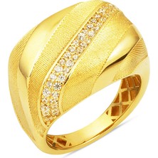 Çizgili Tasarım 14 Ayar Altın Yüzük