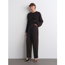 7954 Dökümlü Palazzo Pantolon-Koyu Kahve