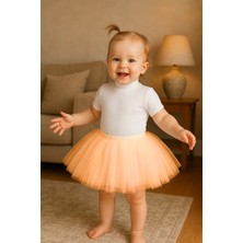 NSM Life Somon Renkli Kız Bebek Prenses Doğum Günü Tütü Etek Mini Boy Lastikli Bel Tül Kumaş