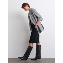 60772 Çizgili Kimono Blazer-Gri