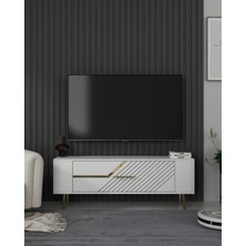 RETROLP5DD Tv Sehpası Beyaz-Altın