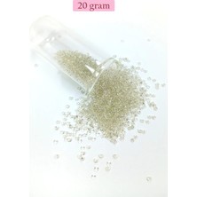 Dökme Cam Kum Boncuk (11/0) 2 mm - 20 Gram -  Şeffaf Beyaz - BNC018