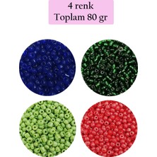 Dökme Cam Kum Boncuk (11/0) 2 mm - 4 Renk - Toplam 80 Gram -  BNC399