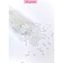 Dökme Cam Kum Boncuk (8/0) 3 mm - 20 Gram - Inci Beyaz - BNC145