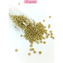 Dökme Cam Kum Boncuk Büyük Boy (6/0) 4 mm - 20 Gram - Altın - BNC093