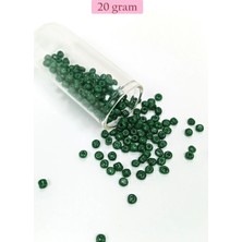 Dökme Cam Kum Boncuk Büyük Boy (6/0) 4 mm - 20 Gram - Koyu Yeşil - BNC104