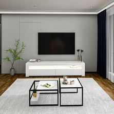 Batı Tv Ünitesi ve Orta Sehpa Set Traverten