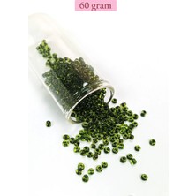 Dökme Cam Kum Boncuk (8/0) 3 mm - 60 Gram - Şeffaf Yeşil Siyah - BNC220