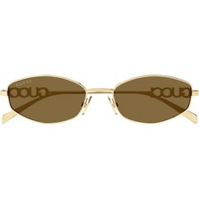 Gucci GG1802S 005 Unisex Güneş Gözlüğü Altın Renk Metal Çerçeve ile Şık Tasarım