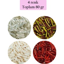 Uzun Boru Kesme Boncuk Çap 2mm Uzunluk 10 mm - 4 Renk - Toplam 80 Gram - BNC434