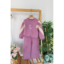 Miniğimin Cicileri Love You Make Şeritli Kız Çocuk 2 Li kışlık takım - Gül Kurusu