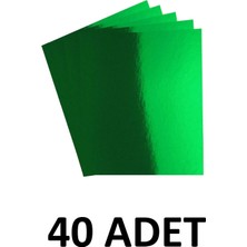 40 Adet Yeşil  Aynalı Fon Kartonu 50X70 cm Metalik Fon Kartonu