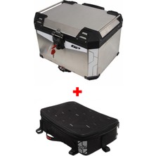 GP Kompozit Universal 57 lt Alüminyum ve Kumaş Motosiklet Çanta Seti Gri