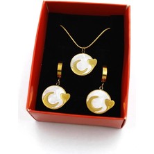 Hilal Kalp Set Kolye - Altın