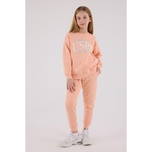 U.s. Polo Assn. Somon Renkli Kız Çocuk Eşofman Takımı Pes Günlük Kullanım İçin Konfor