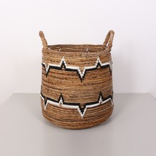 Mylamp Aztek Doğal Abaka El Yapımı Yuvarlak Kulplu Sepet  45X48X66 cm