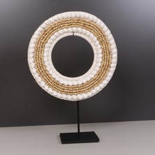 Mylamp Papua Deniz Kabuğu- Ahşap Boncuklu Masa Üstü Dekor 32X44 cm