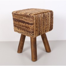 Mylamp Abaka Kare Puf & Stools-Doğal Teak Gövde 33X44X50 cm