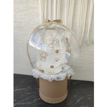 Büyülü Balon-Unisex Ayıcıklı Bebek Zıbın Kıyafet Doğum Tebrik Günü Hediye Sepeti Kutusu