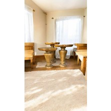 Simillo Home & Living Ahşap Mantar Sehpa Takımı – 3’lü Tütün Renk Doğal Zigon Fiskos