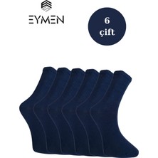 Eymen Socks 6'lı Paket Unisex Kolej & Tenis Çorabı Düz Renk Lacivert | Pamuklu Uzun (Kadın & Erkek)