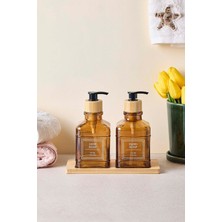 Rogan Amber 2 Li Bambu Tepsili Sıvı Sabunluk Seti