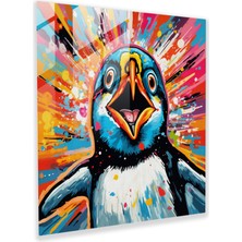 Popcas Canlı Renkli Pop Art Penguen Cam Tablo - Penguen Görsel Elemanlar Pop Kültür Pop Art Başyapıtı