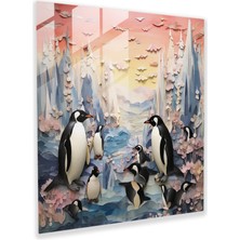 Popcas Dreamy Penguen Karma Teknik Cam Tablo Sanatı - Penguen Hayalperest Cam Tablo Suluboya Unsurları