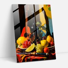 Popcas Pablo Picasso Tarzı Cam Tablo - Pablo Picasso Gitar Modern Sanat