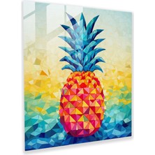 Popcas Geometrik Ananas Mozaik Cam Tablo - Ananas Duvar Dekorasyonu Cam Sanatı Geometrik