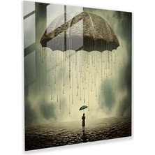 Popcas Harika Yağmur Cam Tablo - Yağmur Cam Tablo Modern Sanat Cam Sanatı