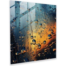 Popcas Sanatsal Yağmur Damlaları Cam Tablo - Yağmur Cam Tablo Modern Sanat
