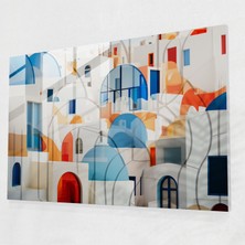 Popcas Santorini Cam Sanatı: Geometrik Uyum - Santorini Görsel Büyüleyici Mimari Unsurlar Modern Sanat