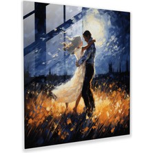 Popcas Romantik Ay Işığında Dans Cam Tablo - Modern Sanat Ay Işığında Romantik