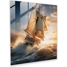 Popcas Yelkenli Cam Tablo - Yelkenli Cam Sanat Modern Sanat Gerçekçi Fotoğraf