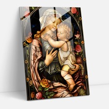 Popcas Raffaello Sanzio Madonna ve Çocuk Cam Tablo Sanatı - Modern Sanat Cam Sanatı Ev Dekorasyonu