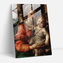 Popcas Raffaello Sanzio Zamansız Cam Dekorasyonu - Raffaello Sanzio Cam Tablo Duvar Dekorasyonu Zamansız Şıklık