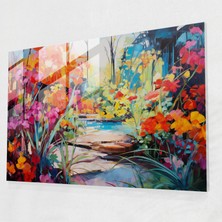 Popcas Canlı Zen Bahçesi Cam Tablo - Zen Bahçesi Ev Dekorasyonu Cam Duvar Sanatı Canlı Renk Paleti