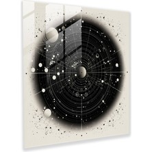Popcas Parlak Gökyüzü Cam Tablo - Yıldız Haritası Siyah Beyaz Ev Dekorasyonu Modern Sanat