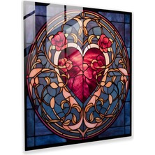 Popcas Romantik Vitray Baskı - Cam Duvar Sanatı Cam Tablo