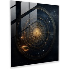 Popcas Fine Art Yıldız Haritası Cam Tablo - Ev Dekorasyonu Yıldız Haritası Gece Gökyüzü