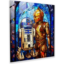 Popcas Star Wars Cam Tablo - Vitray Sanat - Star Wars Cam Duvar Sanatı Bb-8