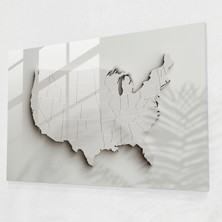 Popcas Minimalist Amerika Birleşik Devletleri Haritası Cam Duvar Sanatı - Amerika Birleşik Devletleri Haritası Modern Sanat Ev Dekorasyonu Cam Sanatı