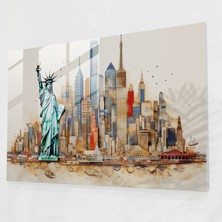 Popcas Amerika Birleşik Devletleri Haritası Ev Dekorasyonu - Dinamik Kompozisyonlu Amerika Birleşik Devletleri Haritası Cam Tablo