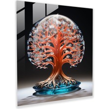 Popcas Heykelimsi Yaşam Ağacı Cam Tablo - Yaşam Ağacı Doğa Detaylı Konturlar Cam Tablo